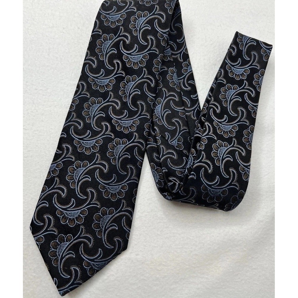 Charvet Place Vendome Tie 100% Silk Paisley Leaves Navy Blue Luxury Money France